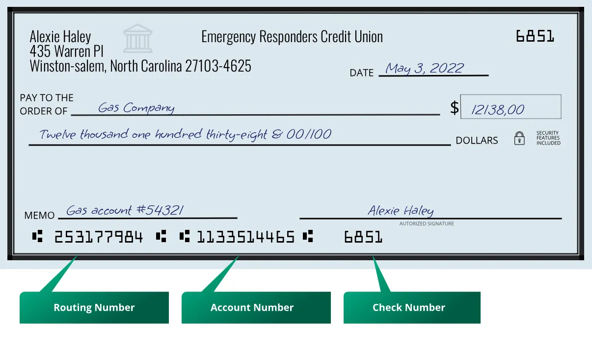 Where to find Emergency Responders Credit Union routing number on a paper check?