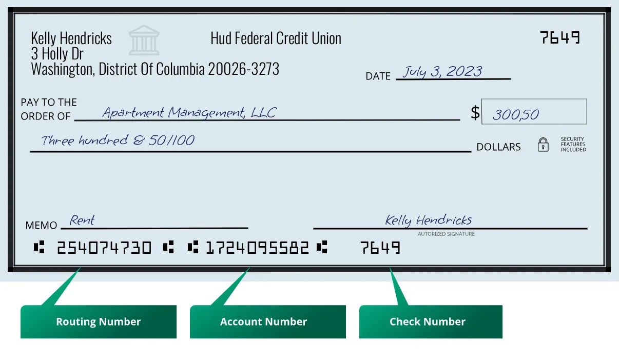 Where to find Hud Federal Credit Union routing number on a paper check?