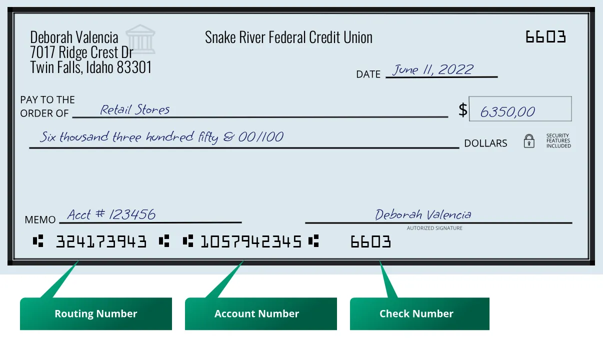 Where to find Snake River Federal Credit Union routing number on a paper check?