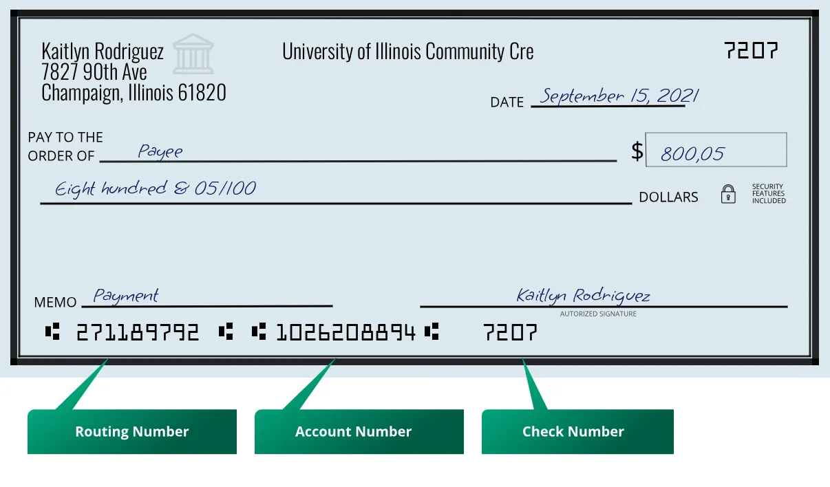Where to find University of Illinois Community Cre routing number on a paper check?