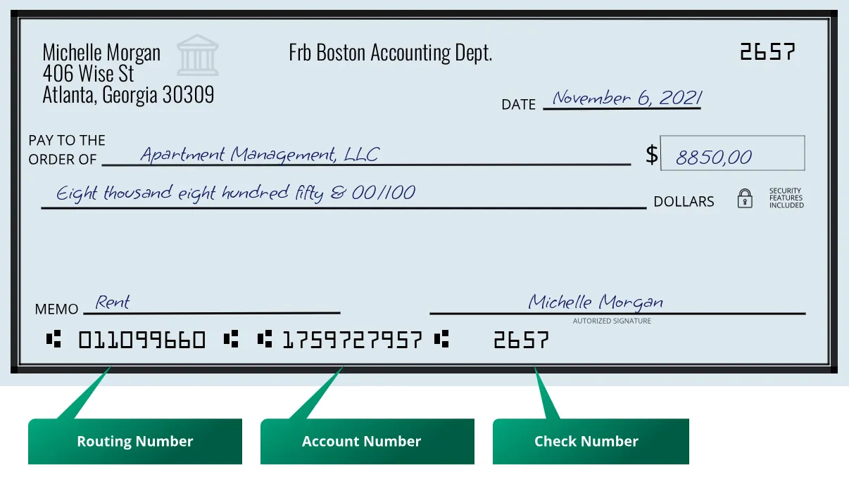 011099660 routing number Frb Boston Accounting Dept. Atlanta