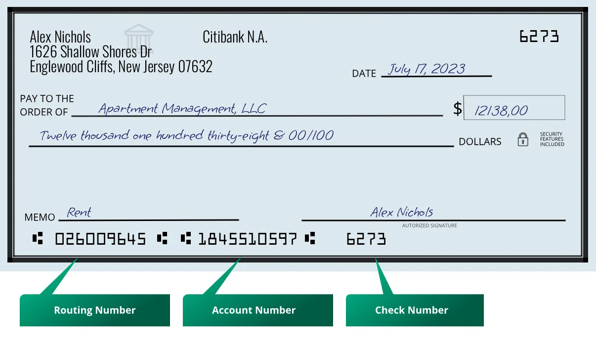 026009645 routing number Citibank N.a. Englewood Cliffs
