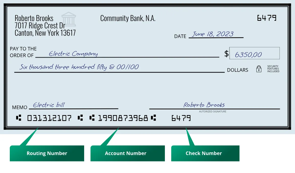 031312107 routing number Community Bank, N.a. Canton