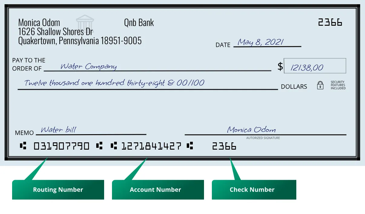 031907790 routing number Qnb Bank Quakertown