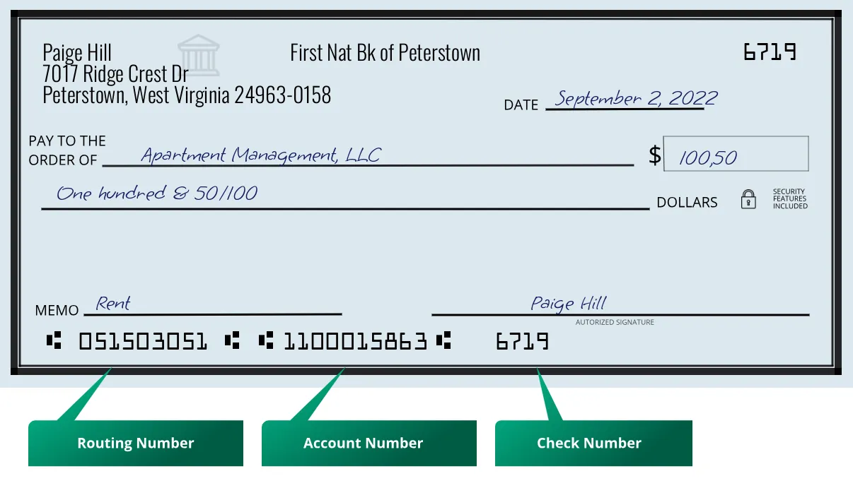 051503051 routing number First Nat Bk Of Peterstown Peterstown