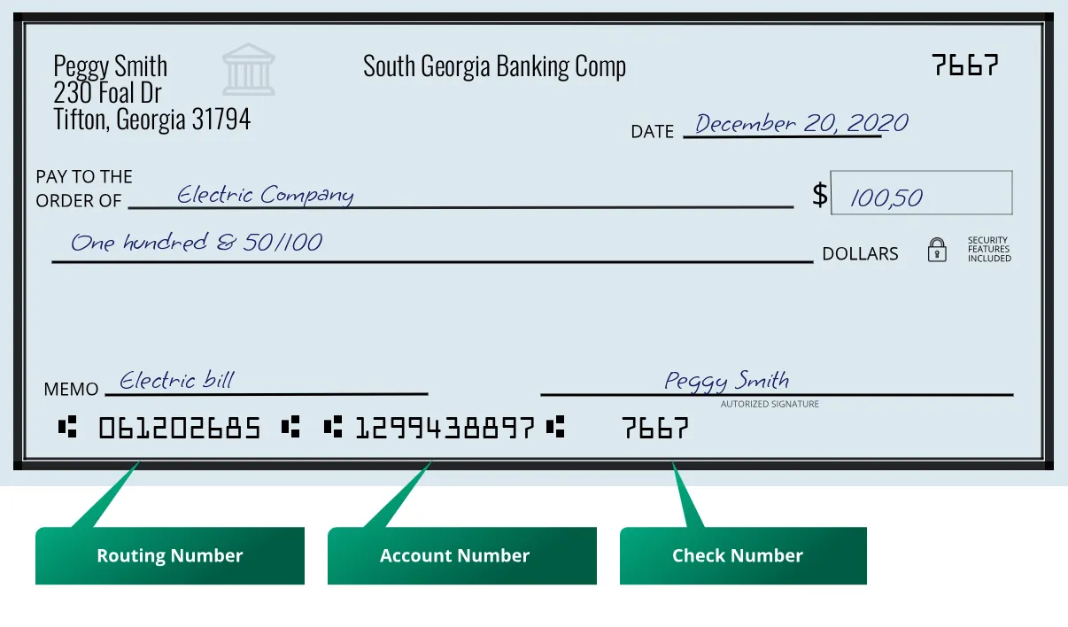 061202685 routing number South Georgia Banking Comp Tifton
