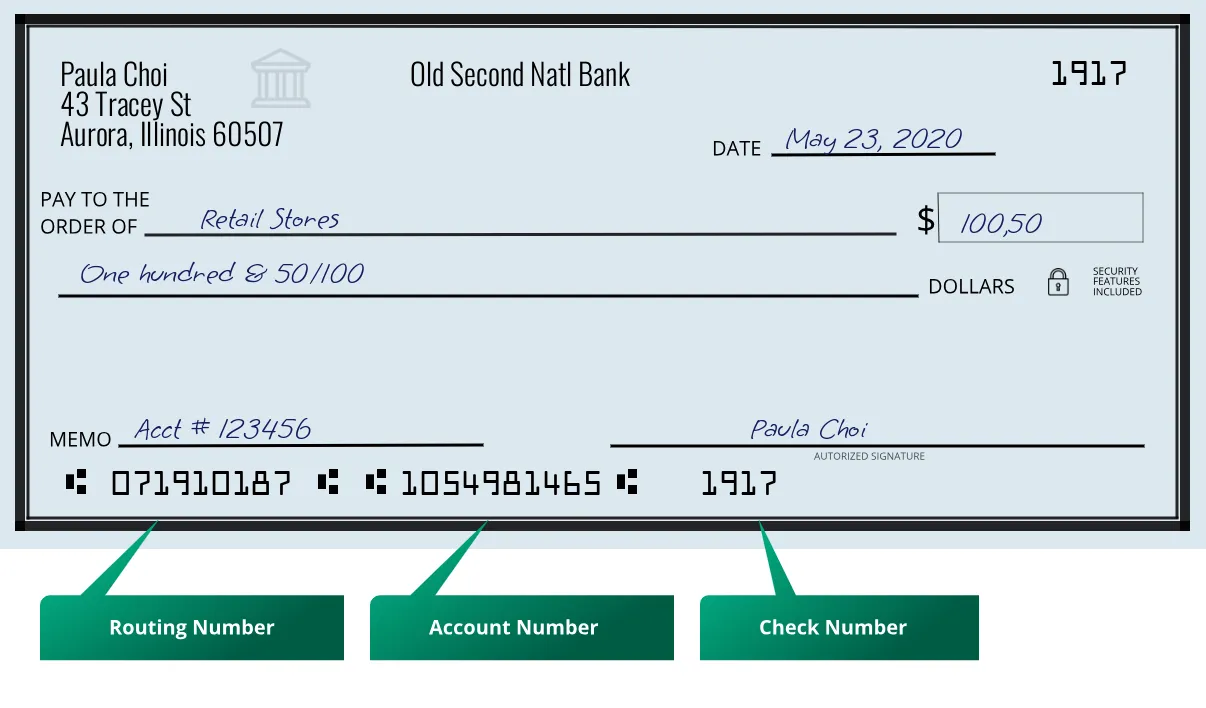 071910187 routing number Old Second Natl Bank Aurora