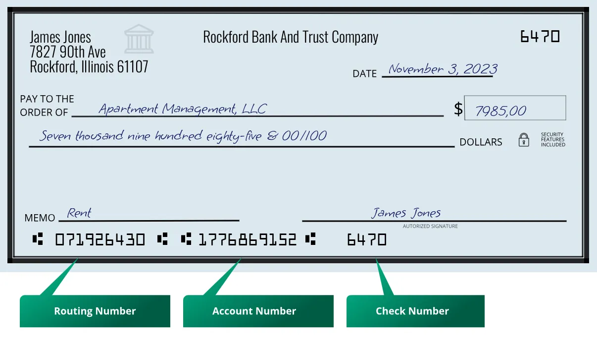 071926430 routing number Rockford Bank And Trust Company Rockford