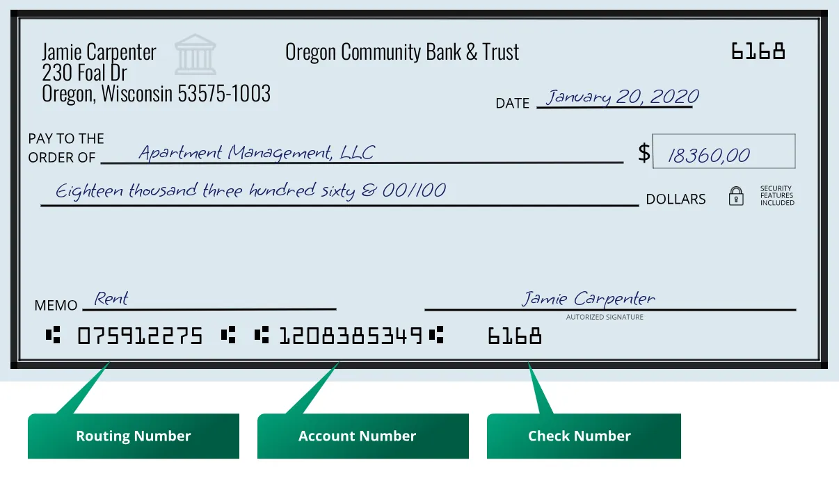 075912275 routing number Oregon Community Bank & Trust Oregon