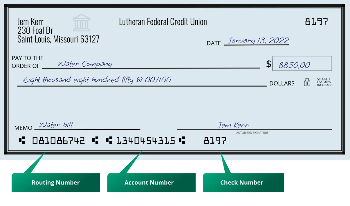 081086742 routing number Lutheran Federal Credit Union Saint Louis