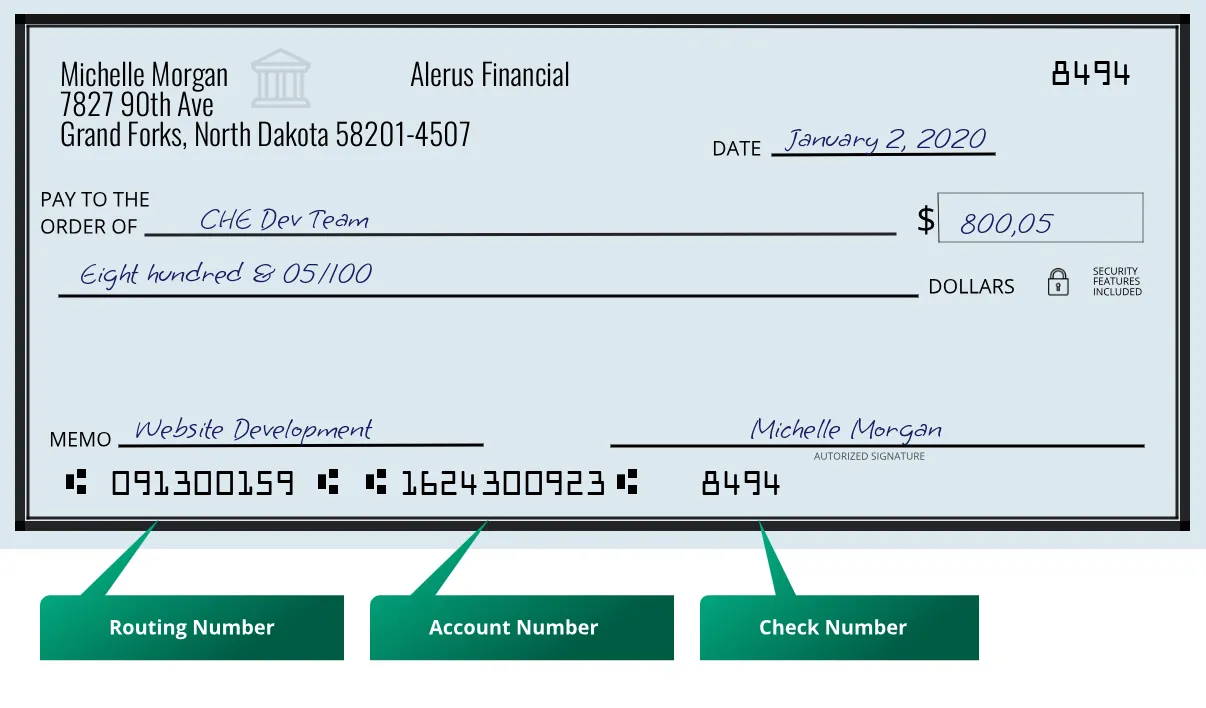 091300159 routing number Alerus Financial Grand Forks