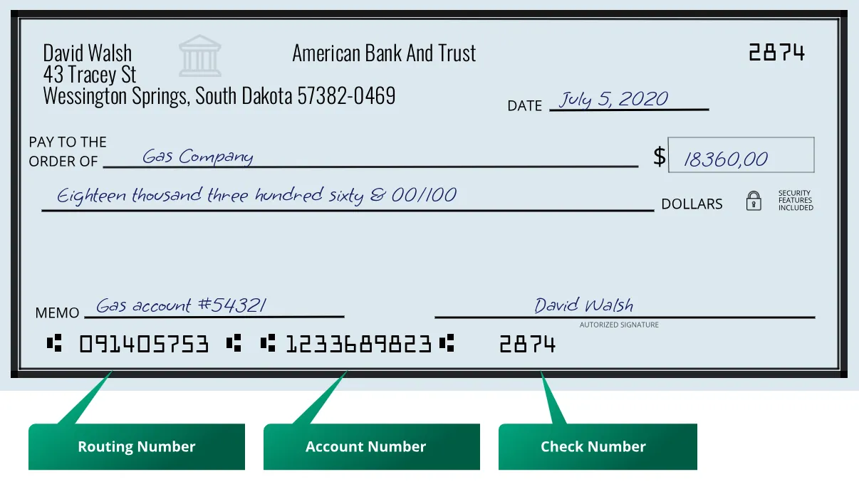 091405753 routing number American Bank And Trust Wessington Springs
