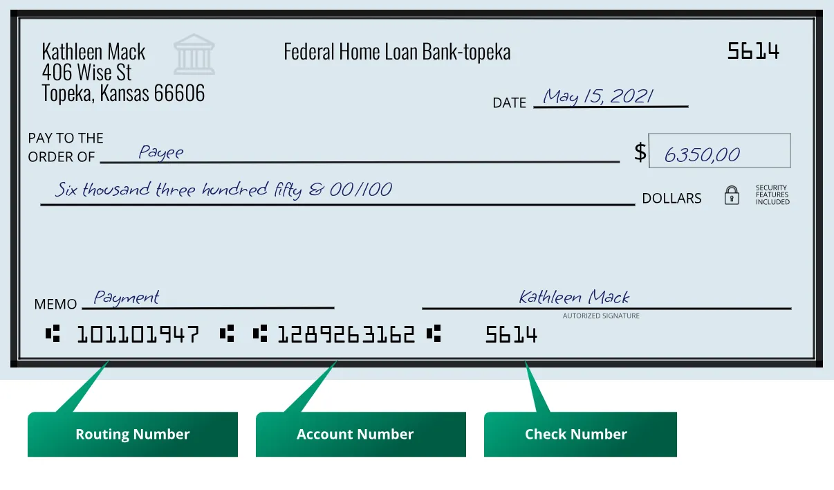101101947 routing number Federal Home Loan Bank-Topeka Topeka