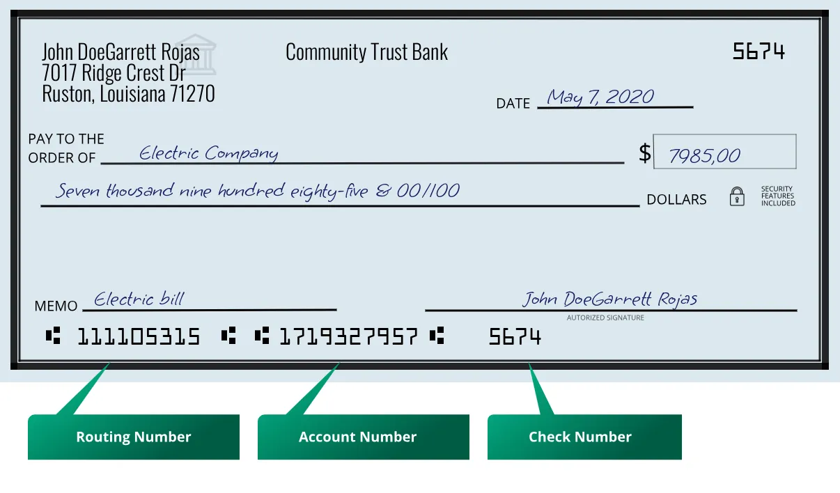 111105315 routing number Community Trust Bank Ruston