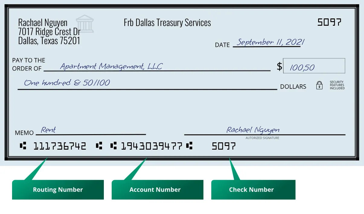 111736742 routing number Frb Dallas Treasury Services Dallas