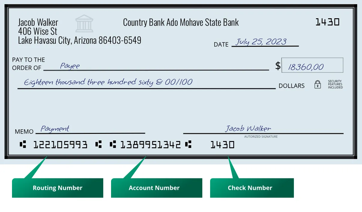 122105993 routing number Country Bank Ado Mohave State Bank Lake Havasu City