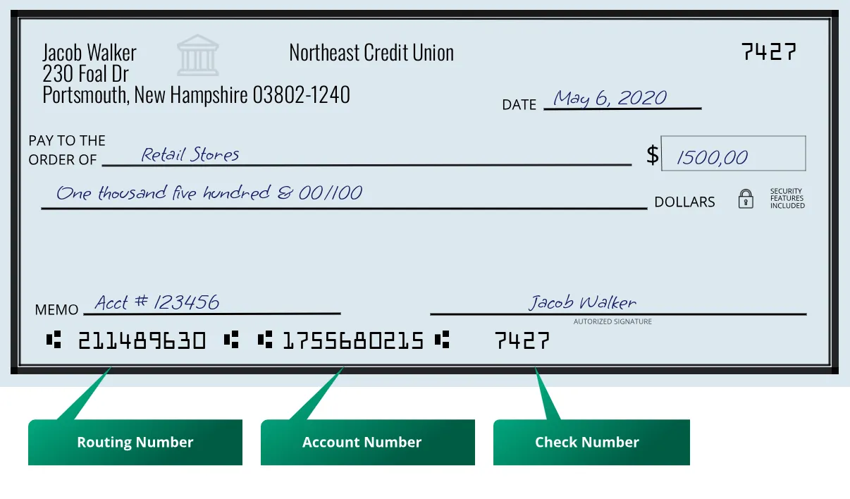 211489630 routing number Northeast Credit Union Portsmouth