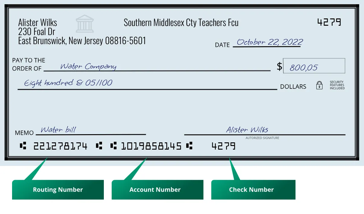 221278174 routing number Southern Middlesex Cty Teachers Fcu East Brunswick