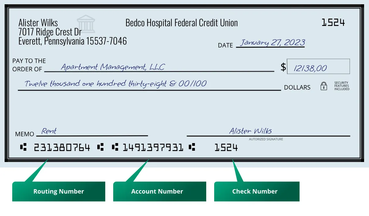 231380764 routing number Bedco Hospital Federal Credit Union Everett