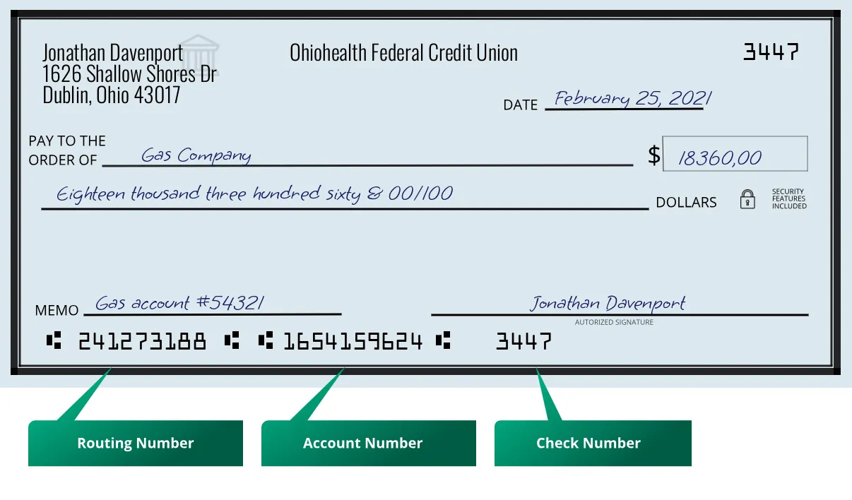 241273188 routing number Ohiohealth Federal Credit Union Dublin