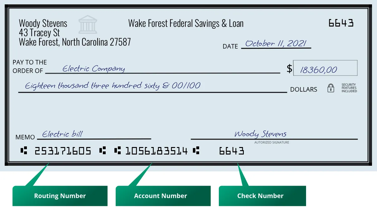 253171605 routing number Wake Forest Federal Savings & Loan Wake Forest