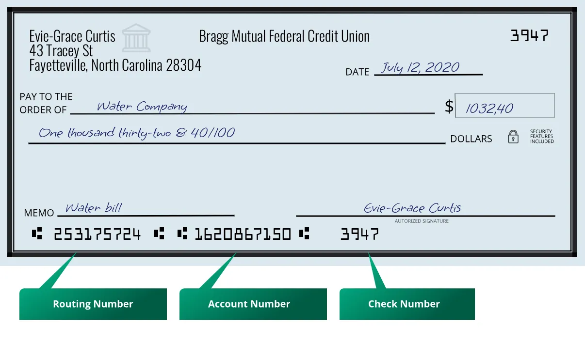 253175724 routing number Bragg Mutual Federal Credit Union Fayetteville