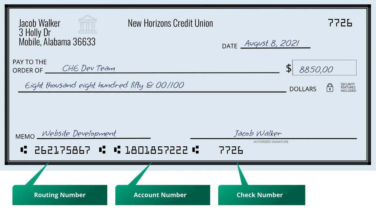 262175867 routing number New Horizons Credit Union Mobile