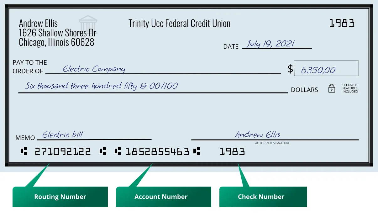 271092122 routing number Trinity Ucc Federal Credit Union Chicago