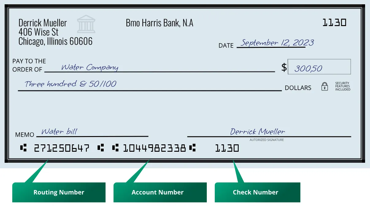 271250647 routing number Bmo Harris Bank, N.a Chicago