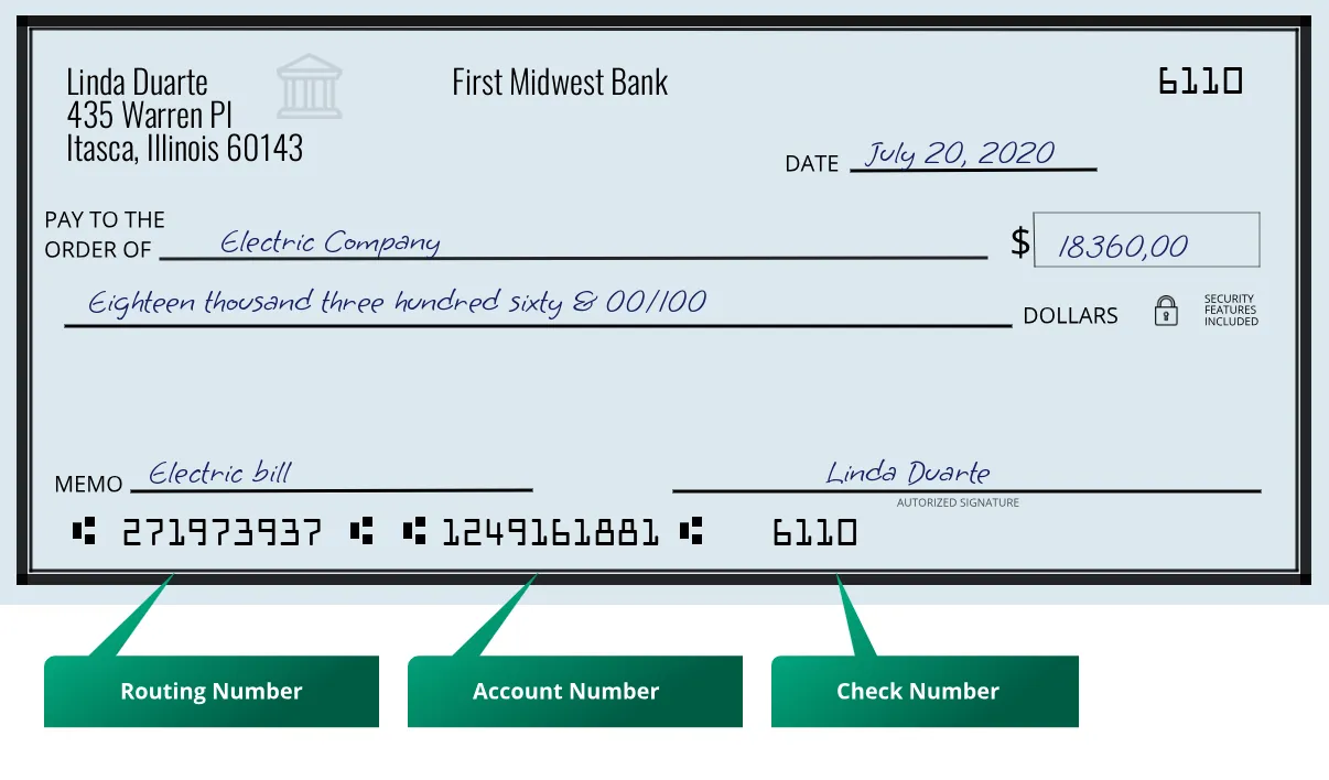 271973937 routing number First Midwest Bank Itasca
