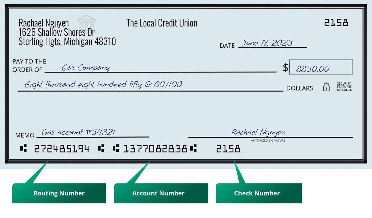 272485194 routing number The Local Credit Union Sterling Hgts