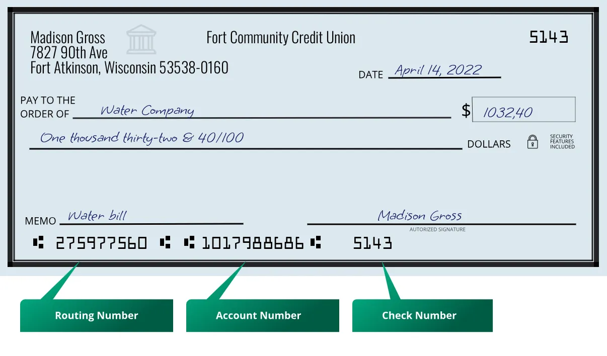 275977560 routing number Fort Community Credit Union Fort Atkinson