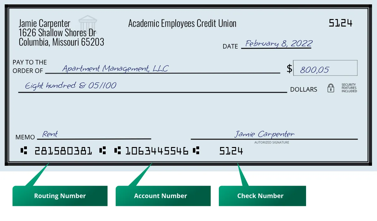 281580381 routing number Academic Employees Credit Union Columbia