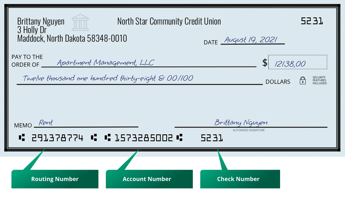 291378774 routing number North Star Community Credit Union Maddock
