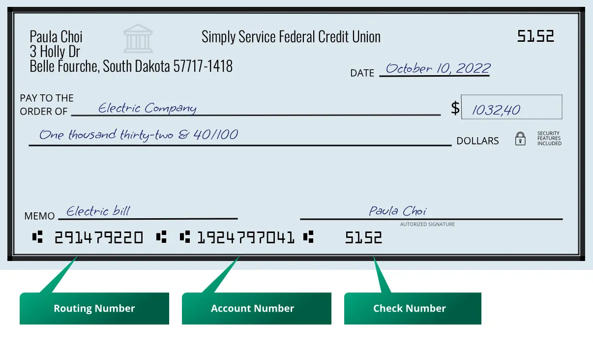 291479220 routing number Simply Service Federal Credit Union Belle Fourche