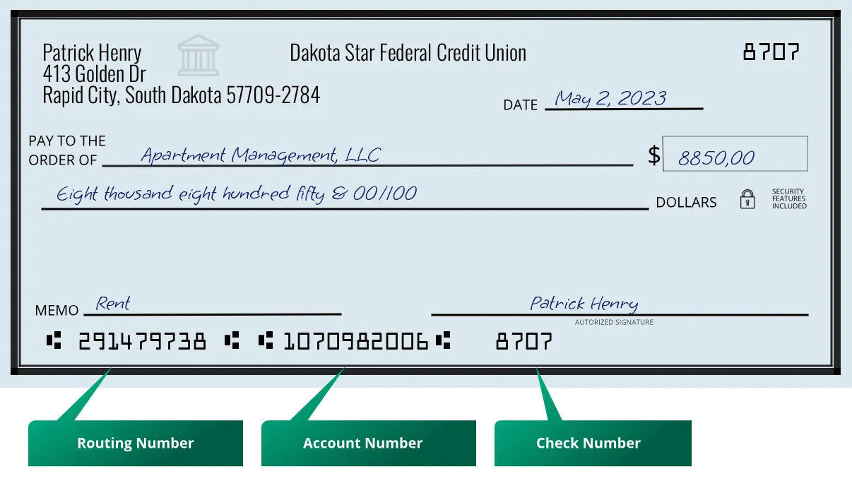 291479738 routing number Dakota Star Federal Credit Union Rapid City
