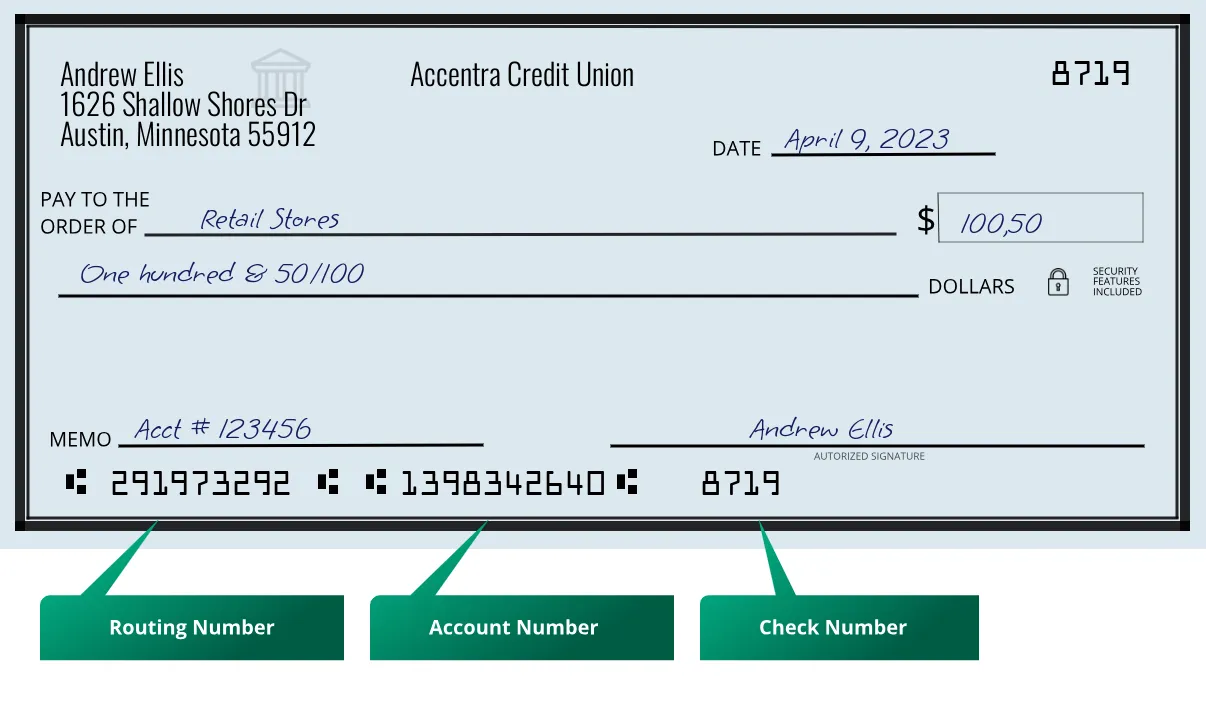 291973292 routing number Accentra Credit Union Austin