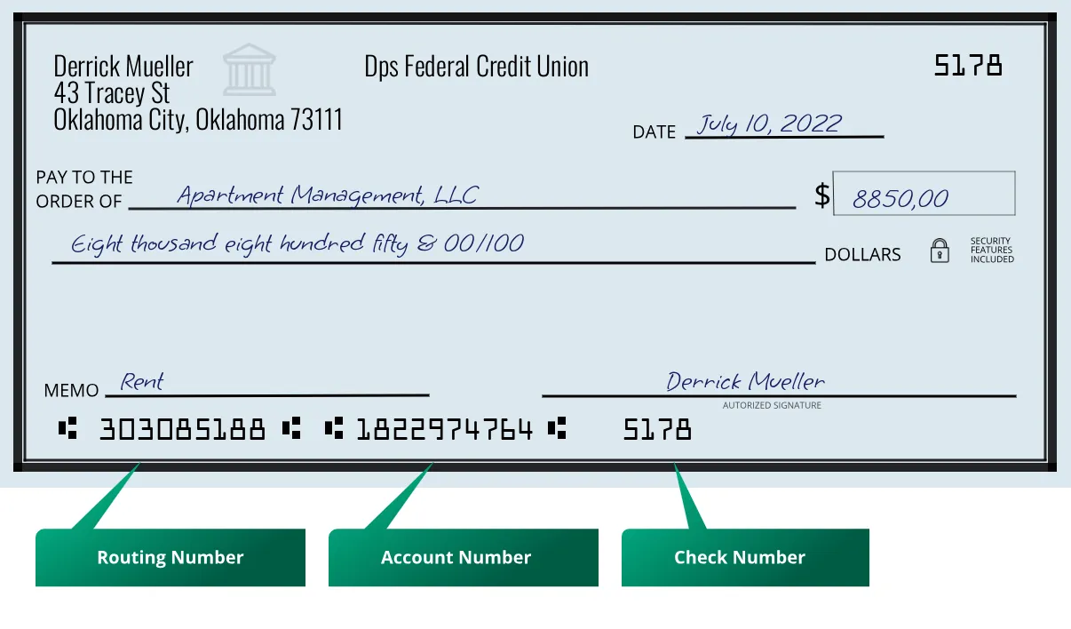 303085188 routing number Dps Federal Credit Union Oklahoma City