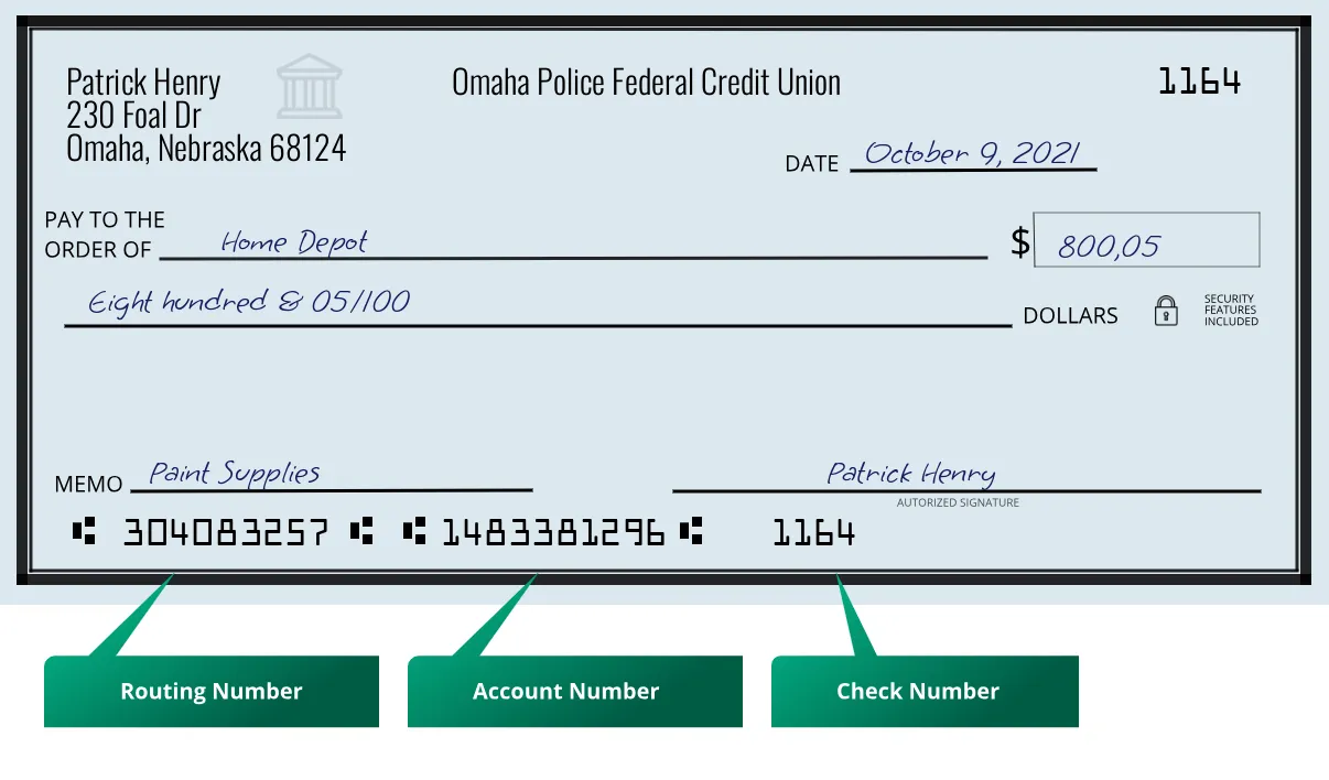 304083257 routing number Omaha Police Federal Credit Union Omaha
