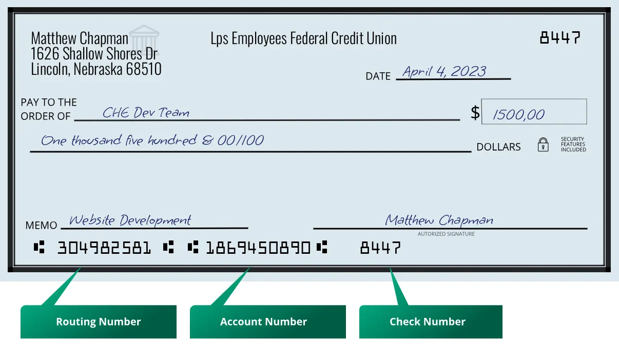 304982581 routing number Lps Employees Federal Credit Union Lincoln