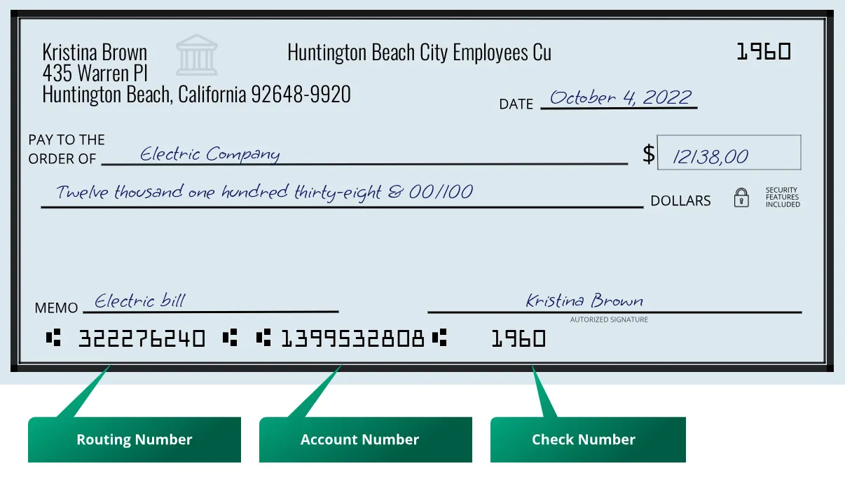 322276240 routing number Huntington Beach City Employees Cu Huntington Beach